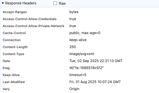 Chrome DevTools response headers
