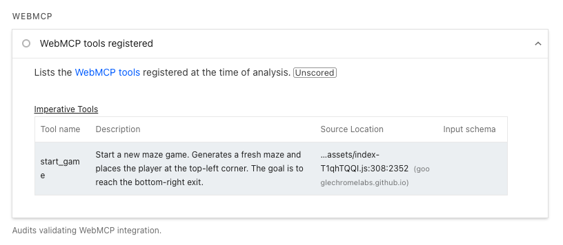 WebMCP tools in the WebMCP maze demo game
