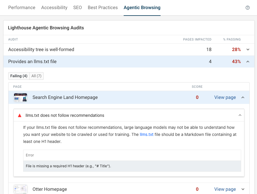 DebugBear audits dashboard