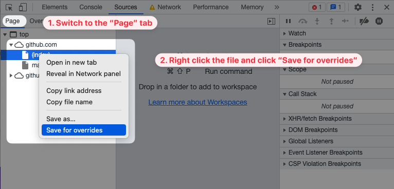 Saving a file for local overrides