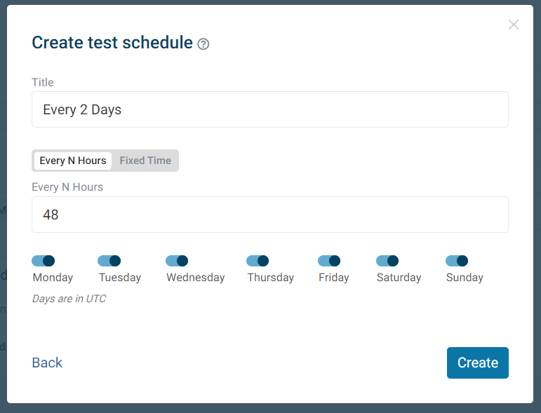 Running tests every N hours