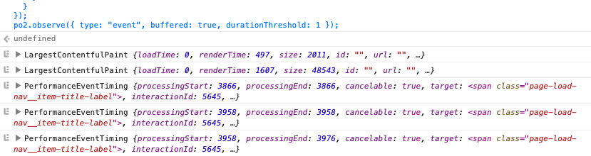 PerformanceObserver events