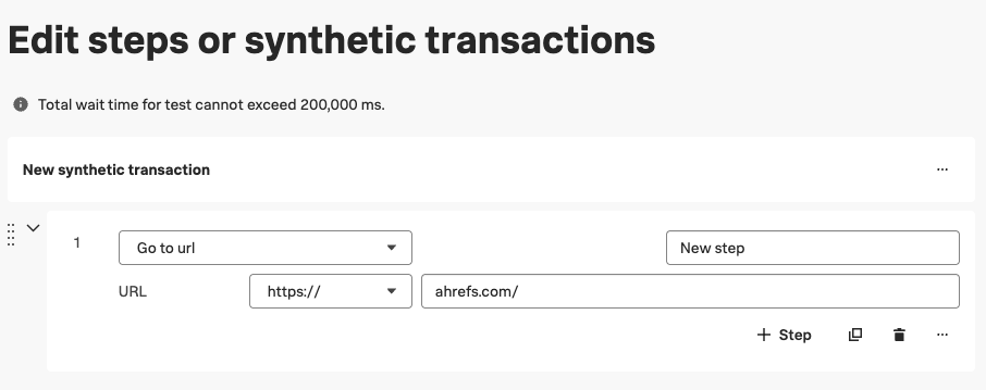 Synthetic transaction steps