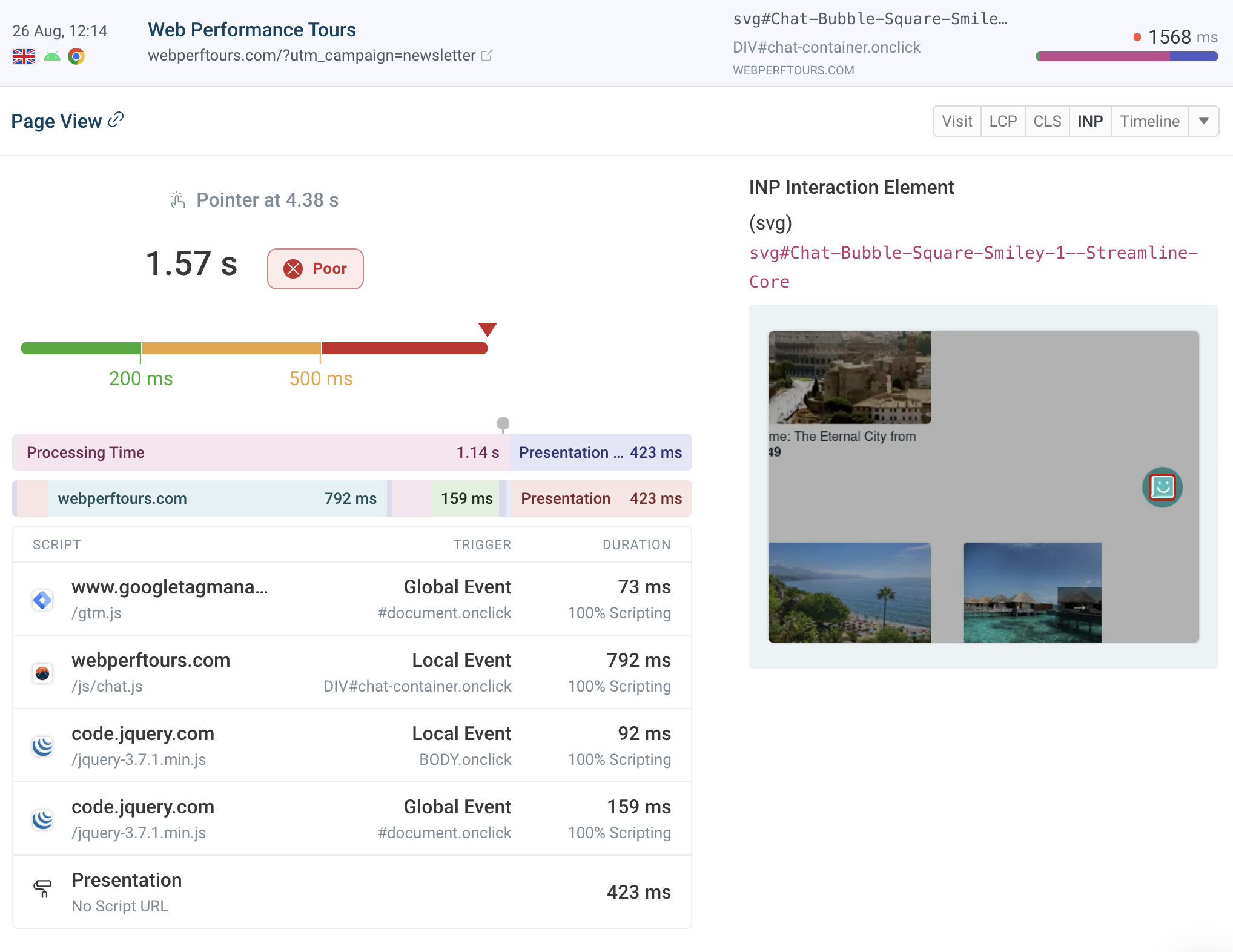 Interaction to Next Paint performance insight