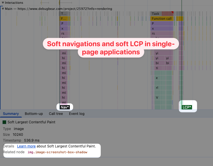 Soft navigations in DevTools