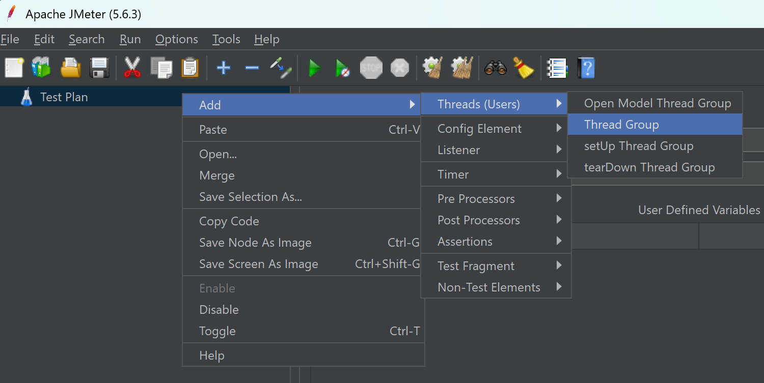 Adding a thread group in Jmeter