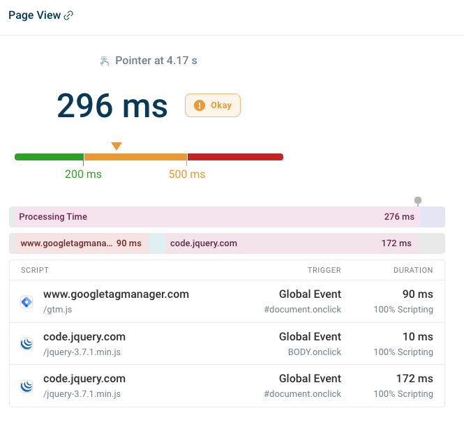 DebugBear INP analysis