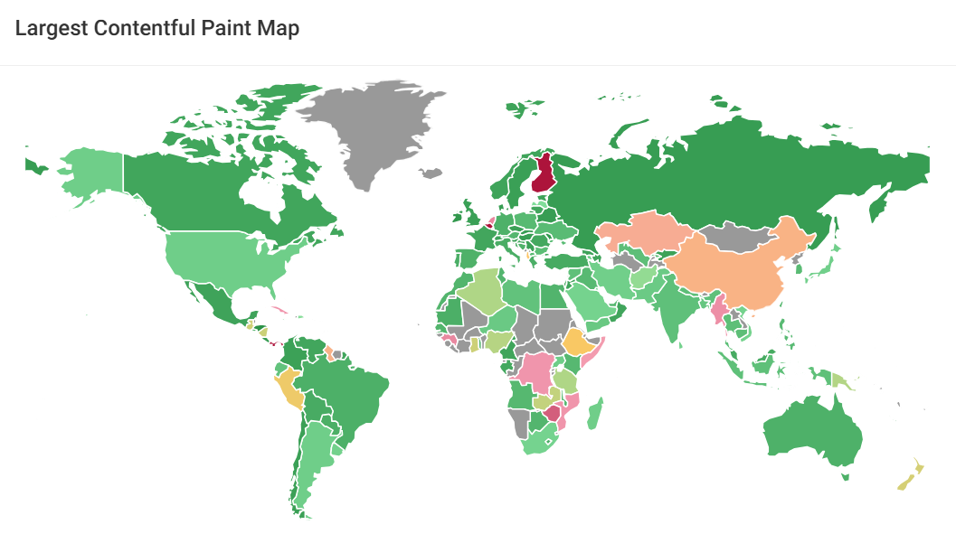 Map showing Largest Contentful Paint scores