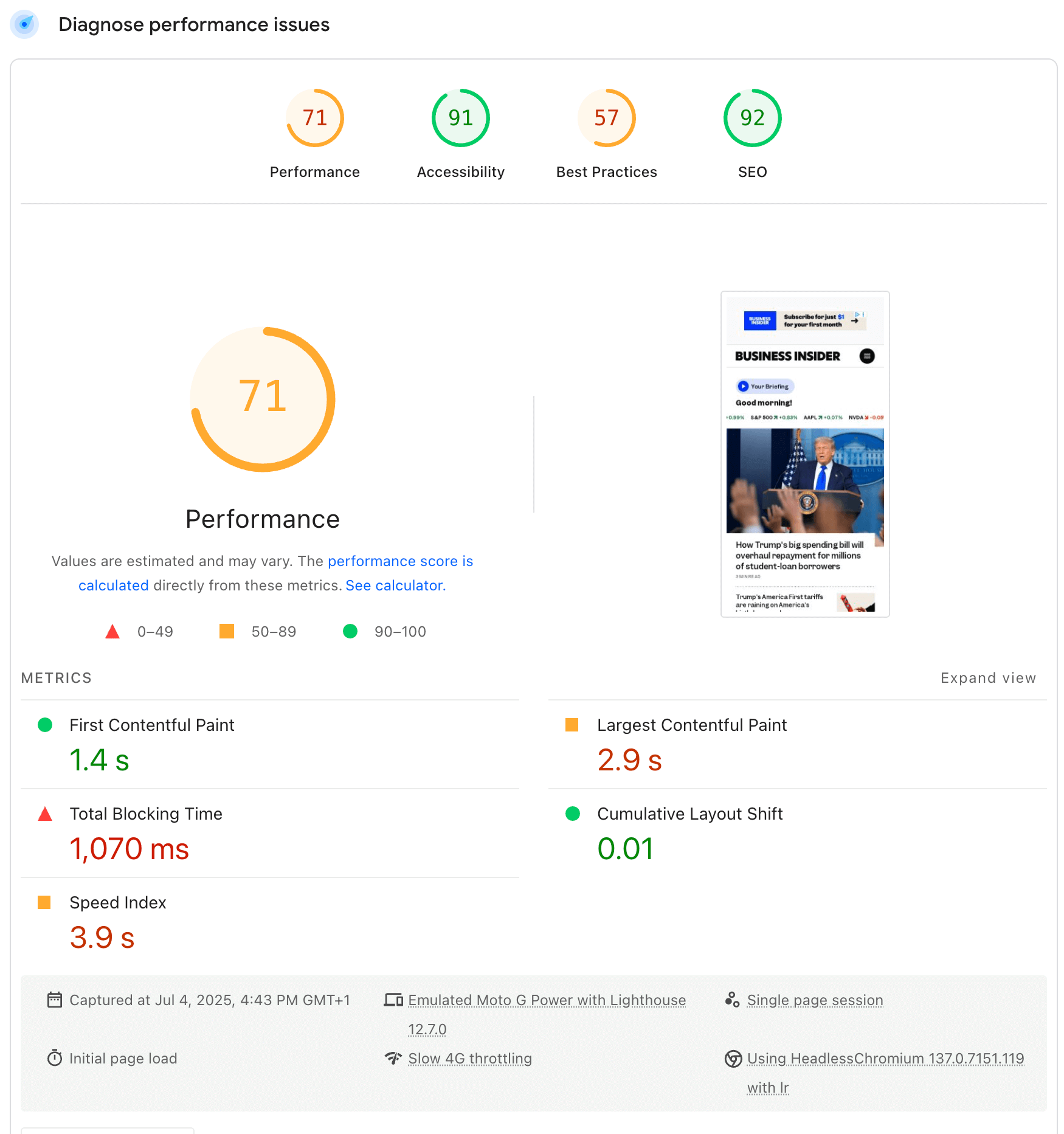 PageSpeed Insights from Google - interface screenshot