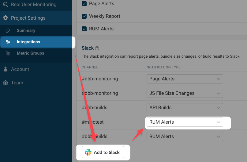 Setting up RUM alerts