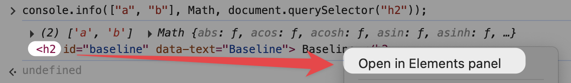 Open in Elements panel option