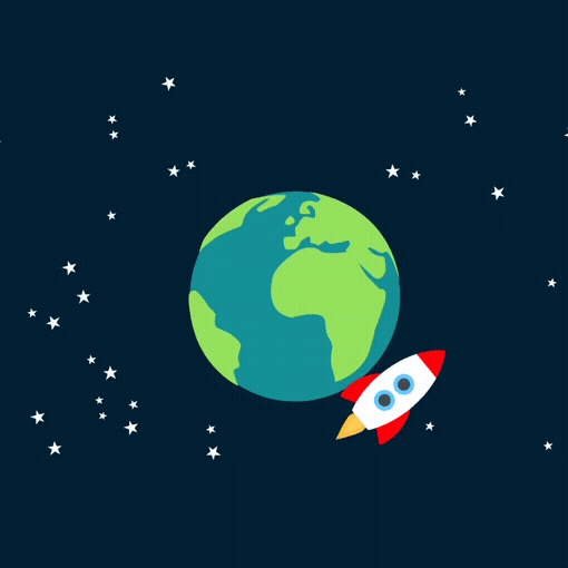 Animation of a rocket going around earth