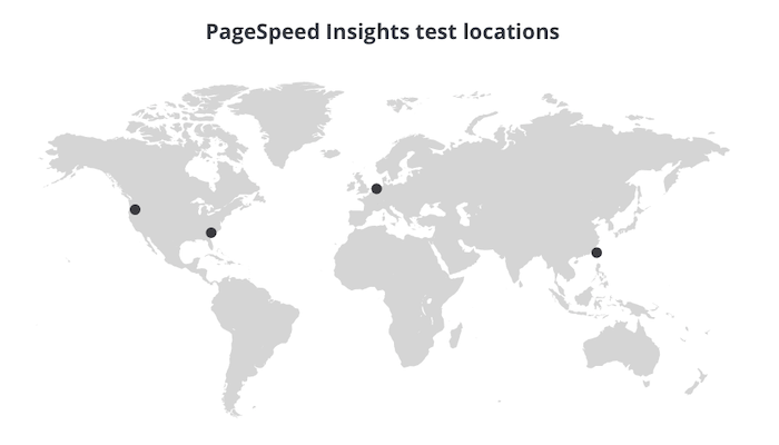 Map of PageSpeed Insights test locations