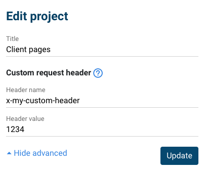 Form for adding custom request headers to DebugBear requests