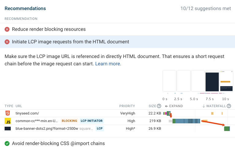 Largest Contentful Paint request chain